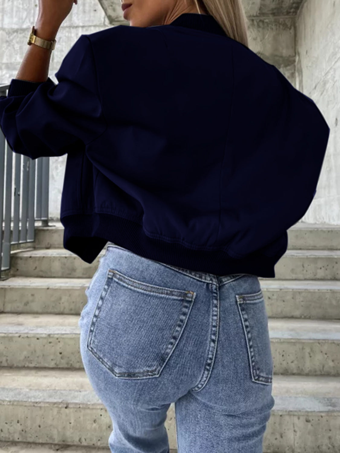 Baseball Collar Dropped Shoulder Jacket - Charming Charlie
