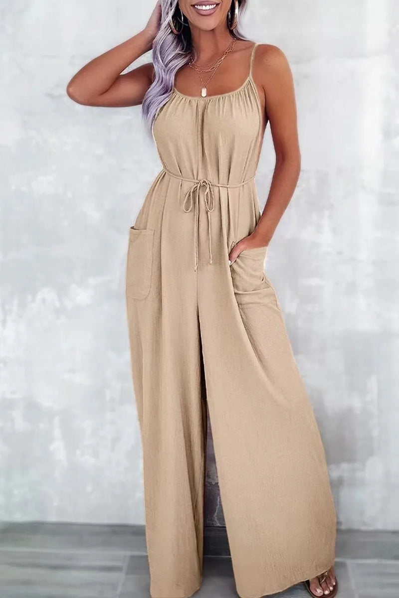 Full Size Printed Spaghetti Strap Wide Leg Jumpsuit main image 0