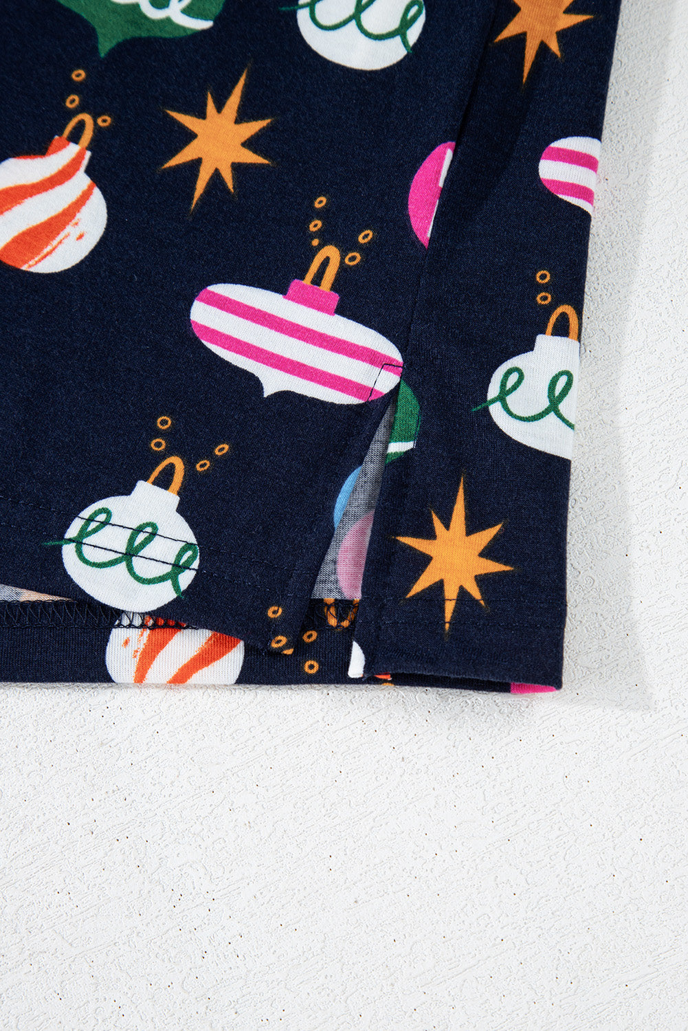 Christmas Lights Print Collared Neck Top and Pants Set - Charming Charlie