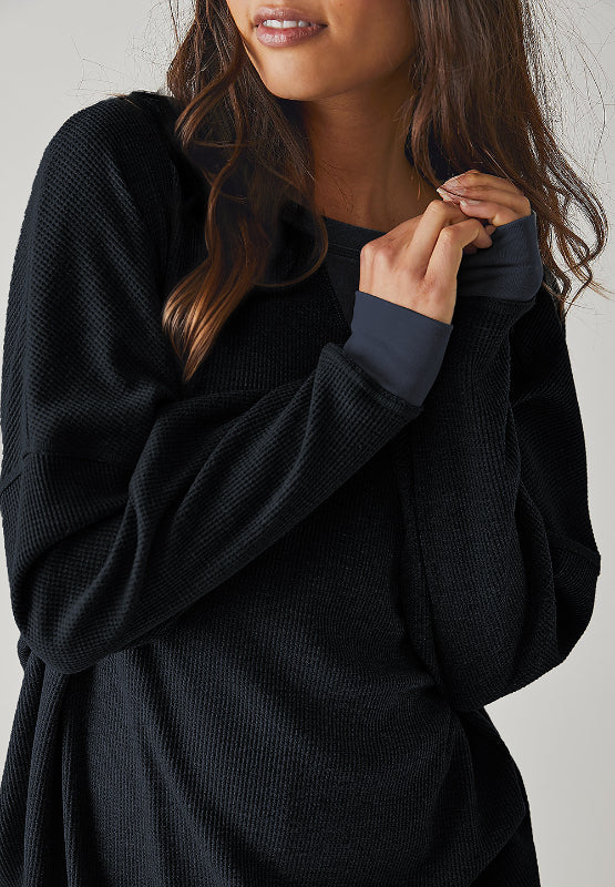 Round Neck Long Sleeve Sweatshirt - Charming Charlie
