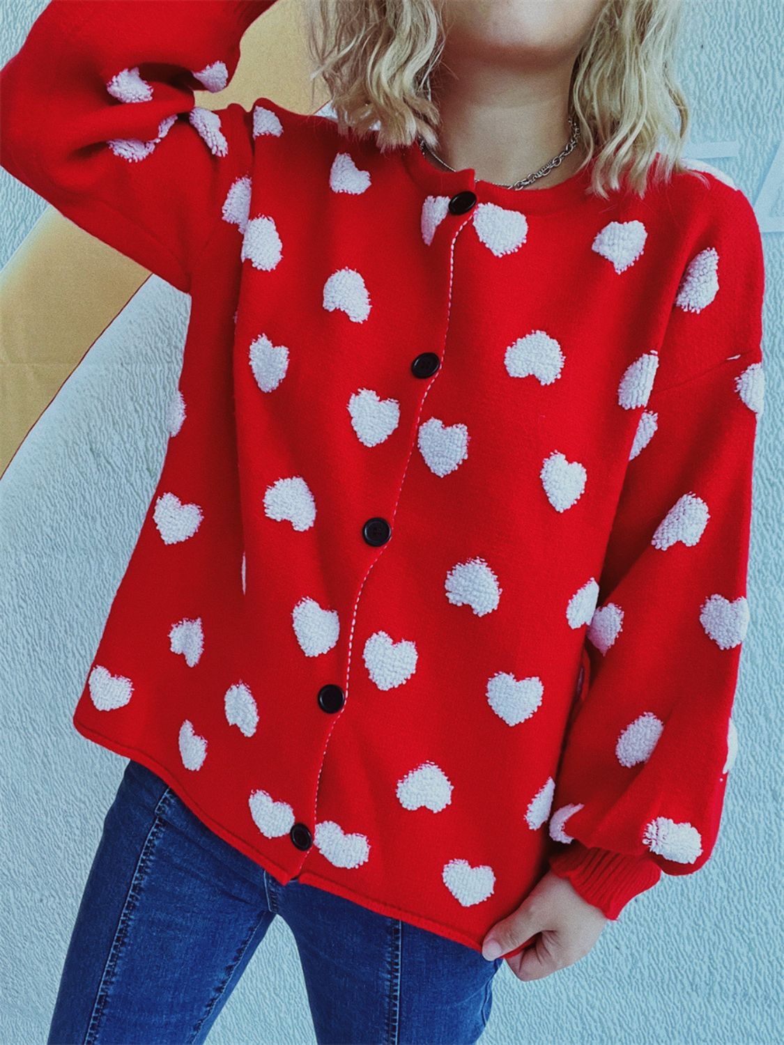 Heart Button Up Long Sleeve Cardigan - Charming Charlie