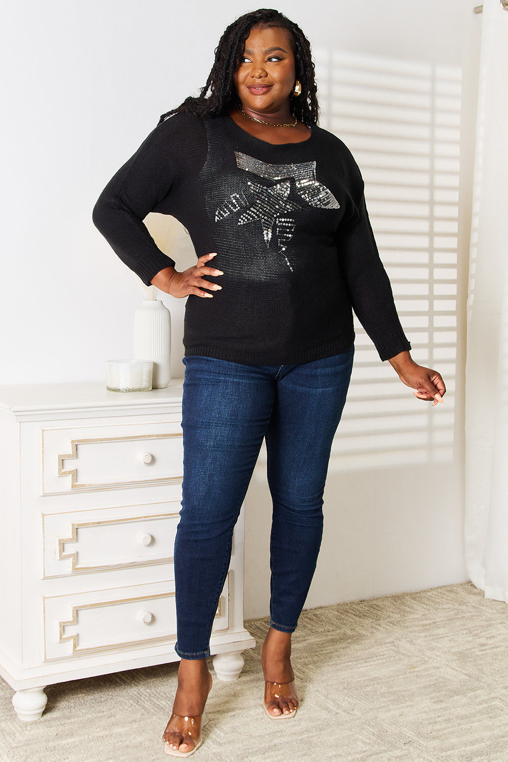 Sequin Graphic Dolman Sleeve Knit Top - Charming Charlie