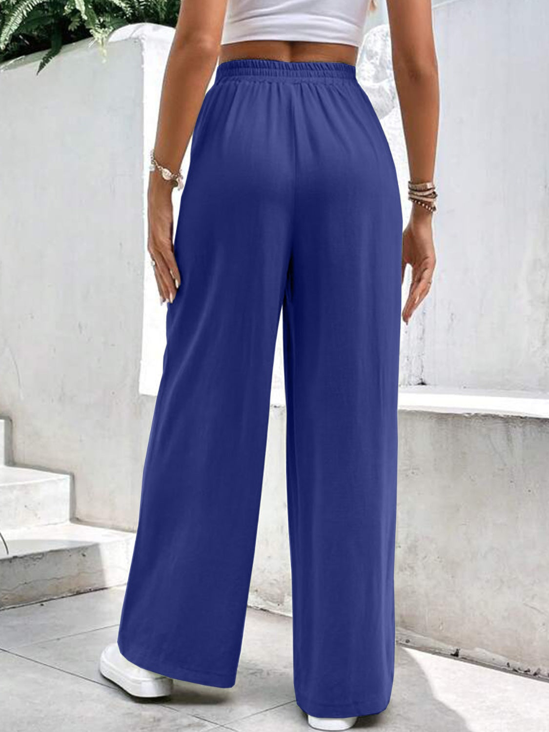 High Waist Wide Leg Pants with Pockets - Charming Charlie
