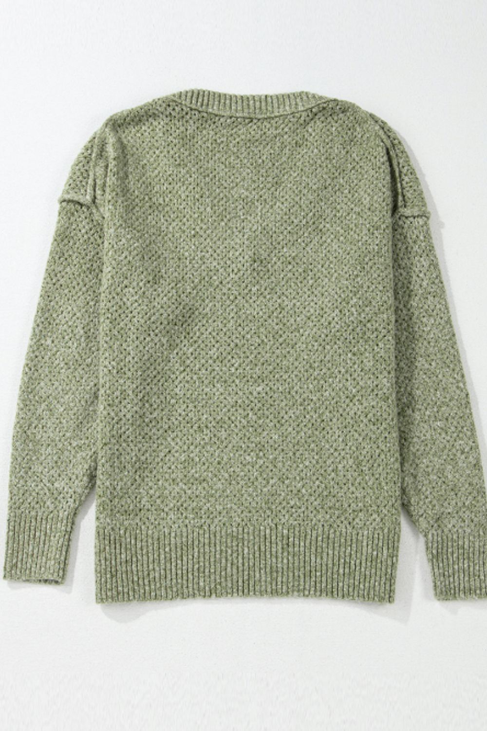 V-Neck Dropped Shoulder Long Sleeve Sweater - Charming Charlie