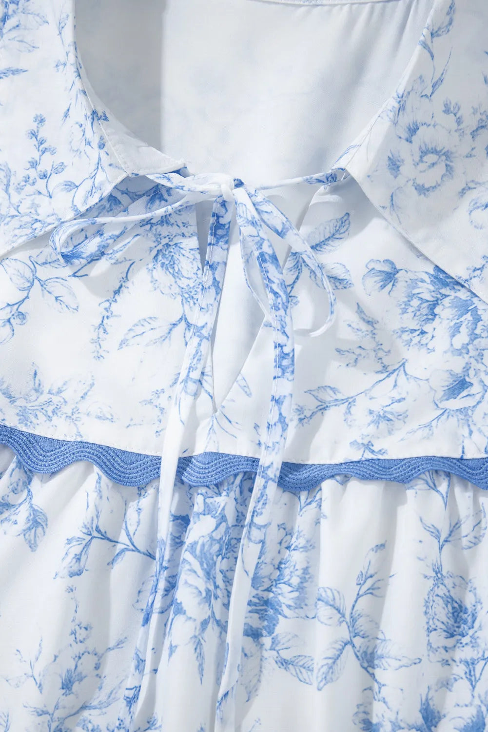 Printed Tie Neck Three-Quarter Sleeve Blouse - Charming Charlie