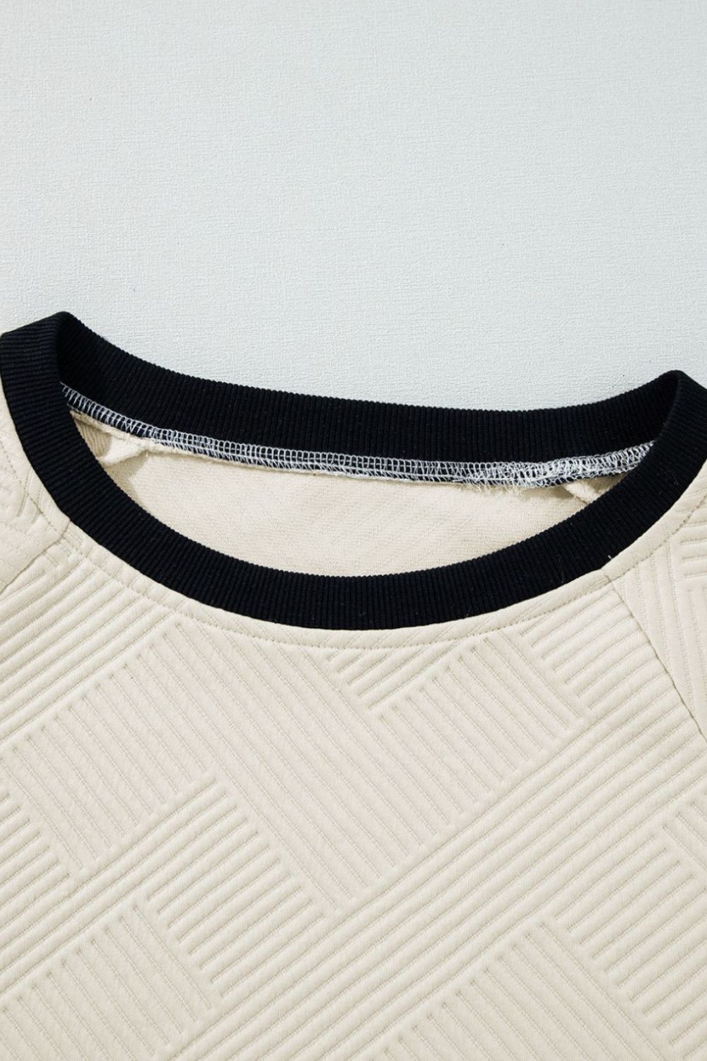 Texture Contrast Long Sleeve Sweatshirt - Charming Charlie