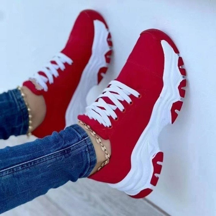 Lace-Up Round Neck Platform Sneakers - Charming Charlie