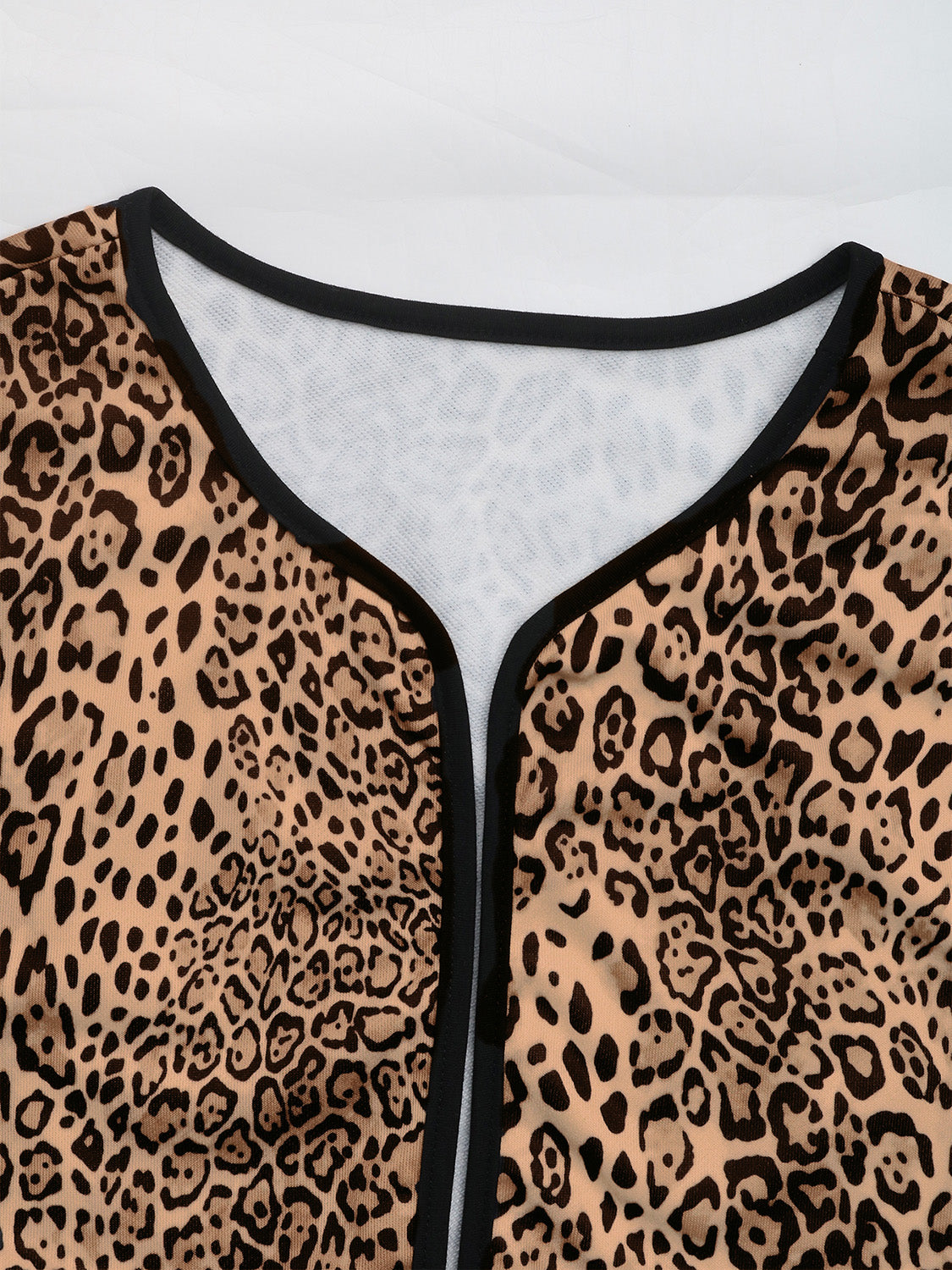 Perfee Leopard Open Front Long Sleeve Jacket - Charming Charlie
