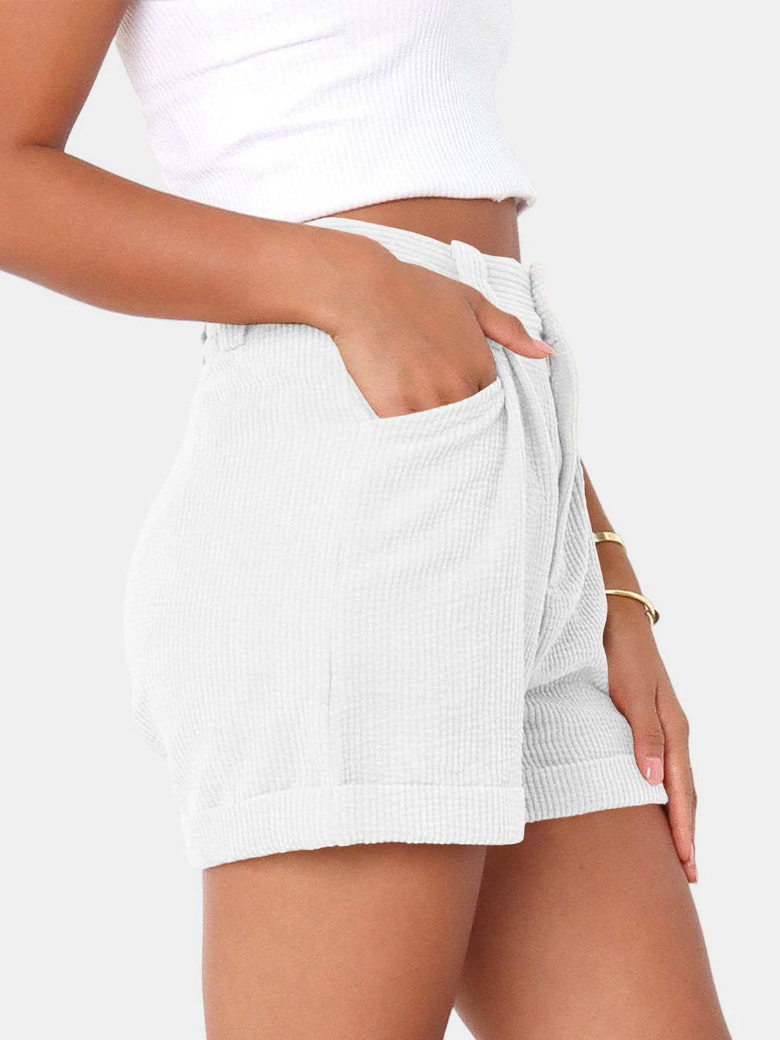 Full Size High Waist Shorts with Pockets - Charming Charlie