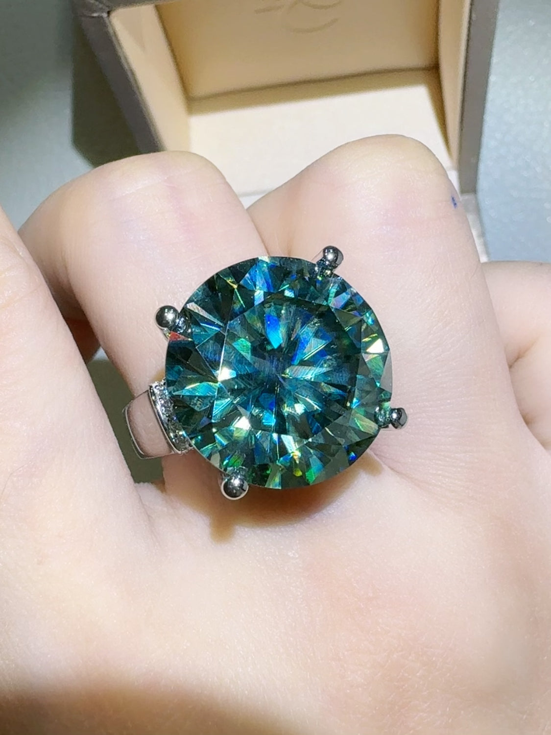 20 Carat Moissanite 925 Sterling Silver Ring - Charming Charlie