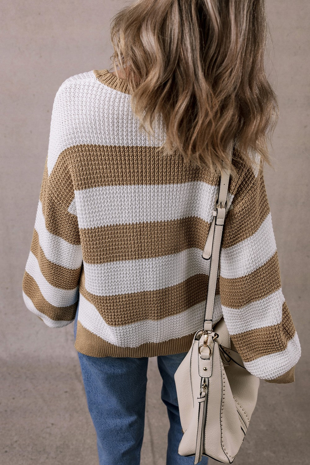 Color Block Round Neck Sweater - Charming Charlie