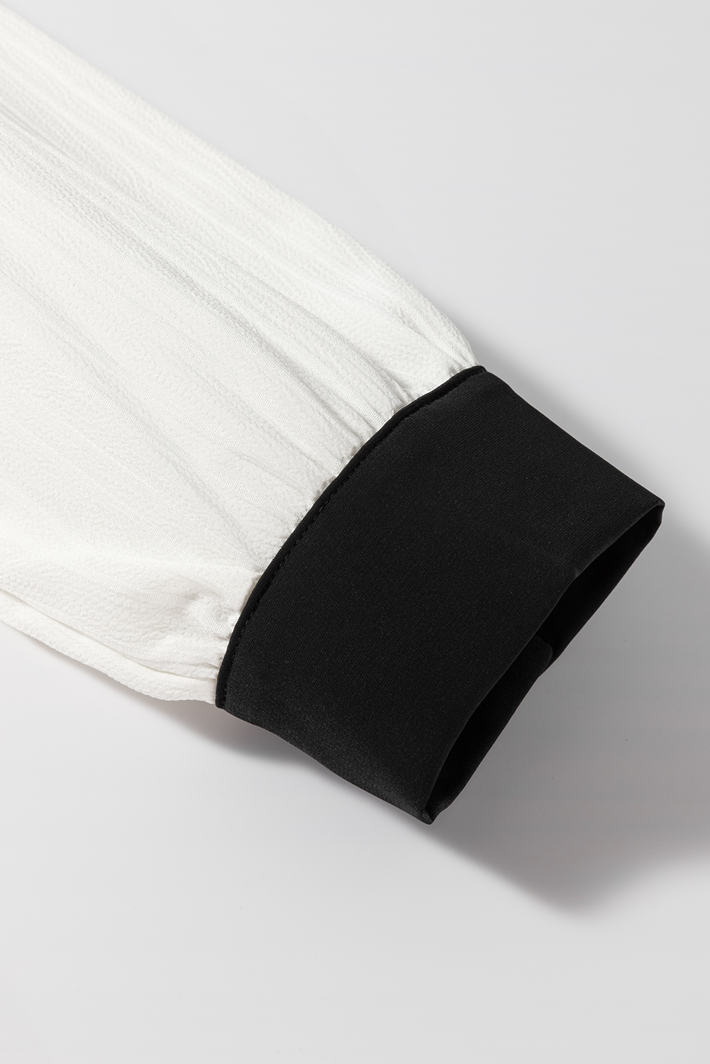 Contrast Notched Long Sleeve Blouse - Charming Charlie