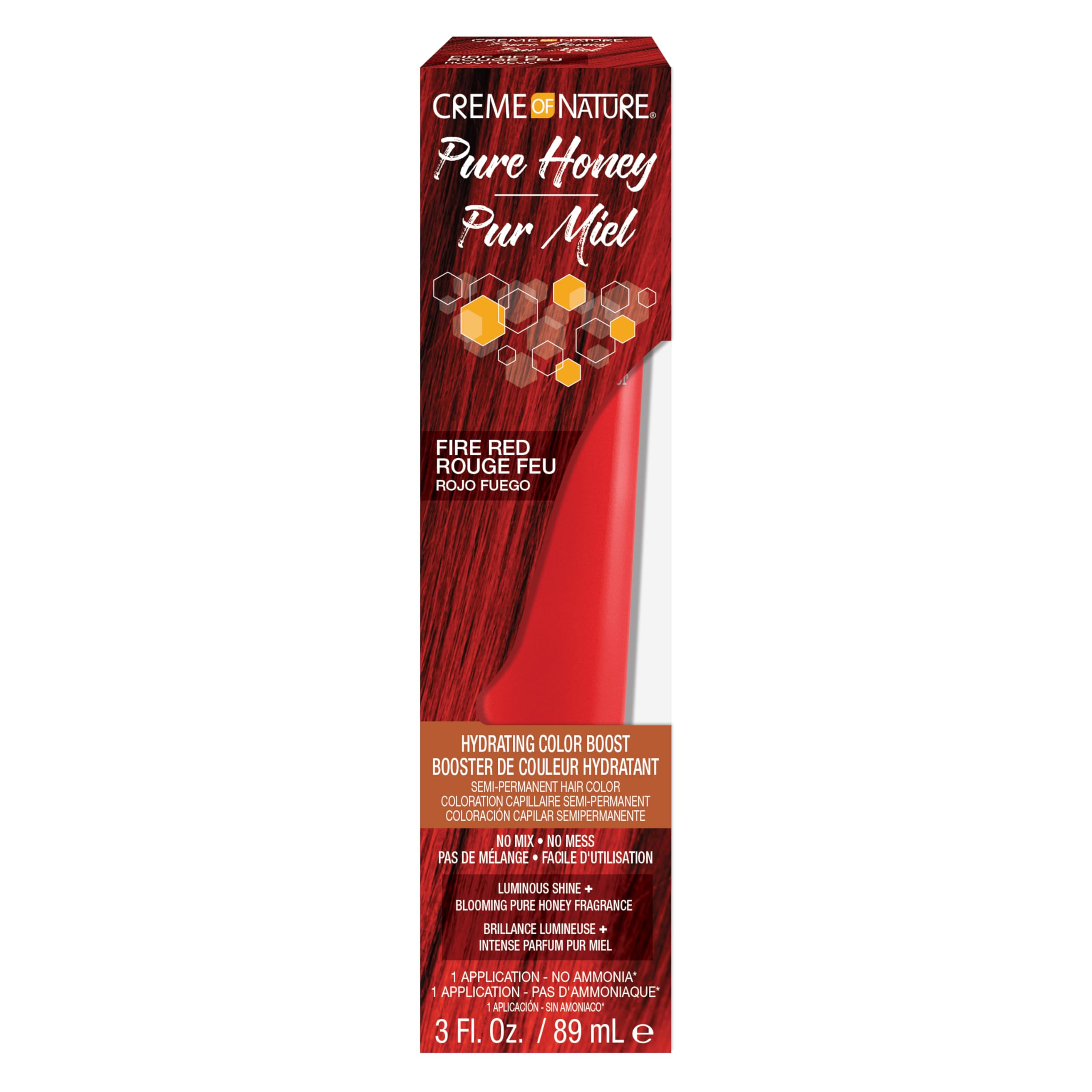 Creme of Nature Pure Honey Hydrating Color Boost Semi-Permanent Fire Red Hair Dye, 3 fl oz - Charming Charlie