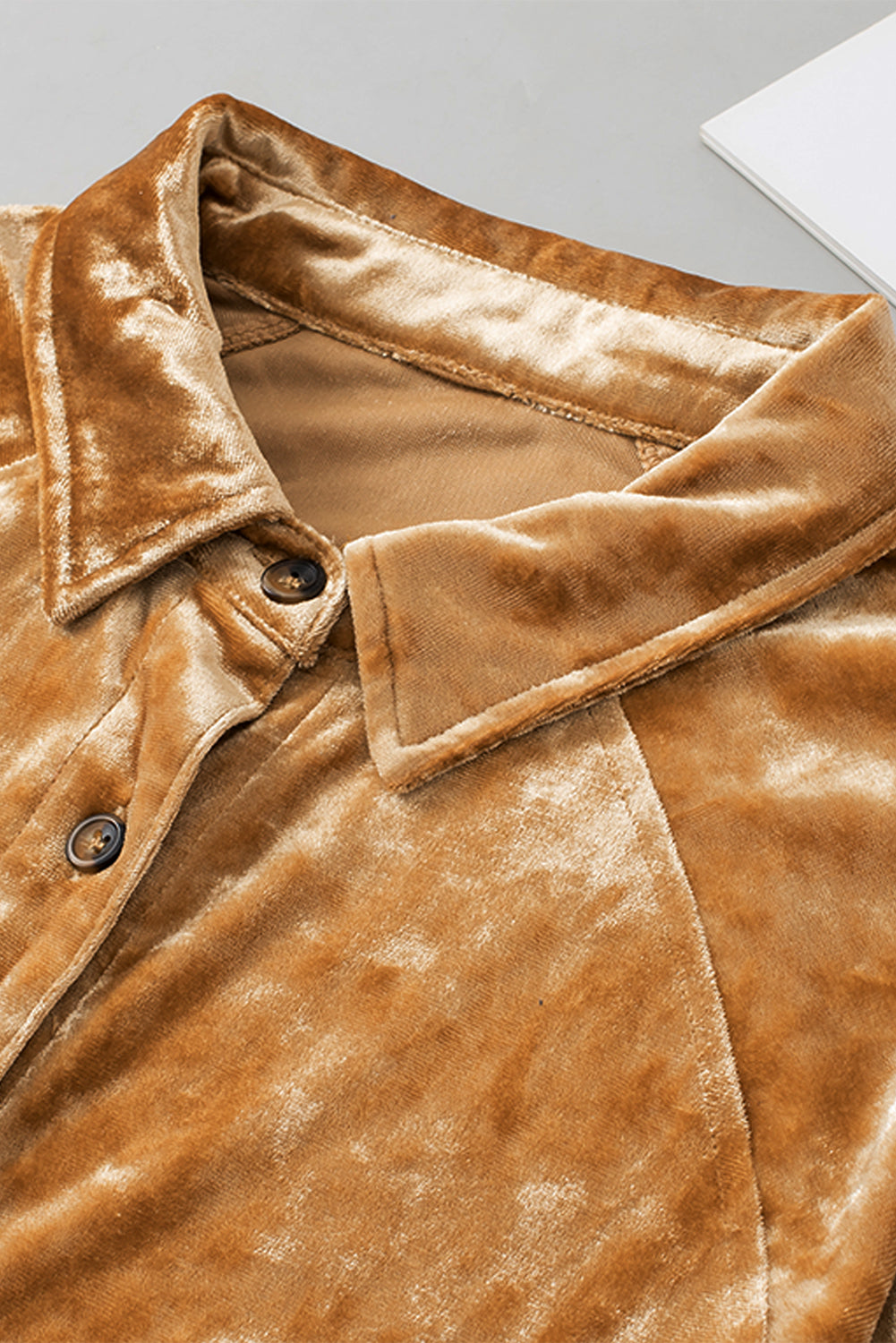 Button Down Loose Fit Velvet Shirt - Charming Charlie