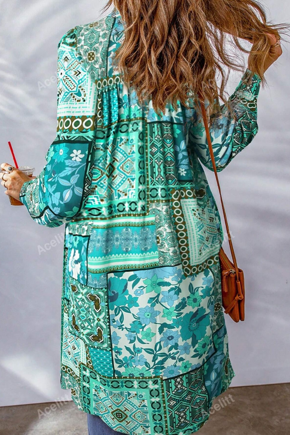 Printed Button Up Long Sleeve Cardigan - Charming Charlie