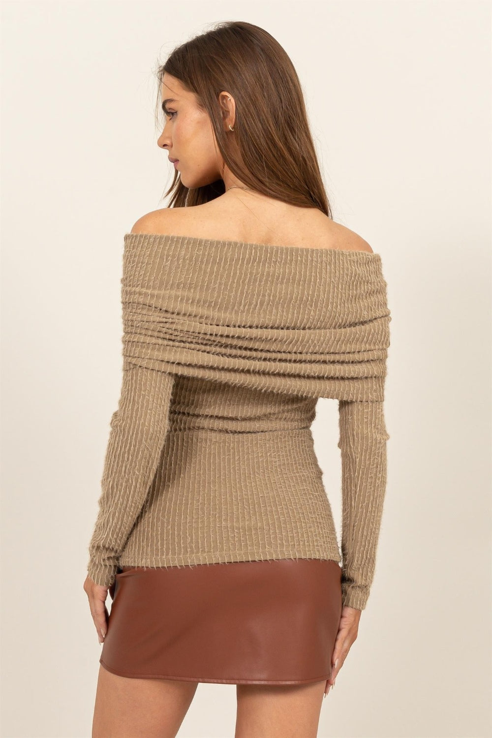 HYFVE Fuzzy Off Shoulder Textured Knit Top - Charming Charlie