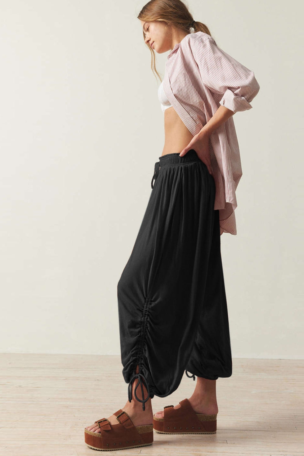Drawstring Ruched Pants - Charming Charlie