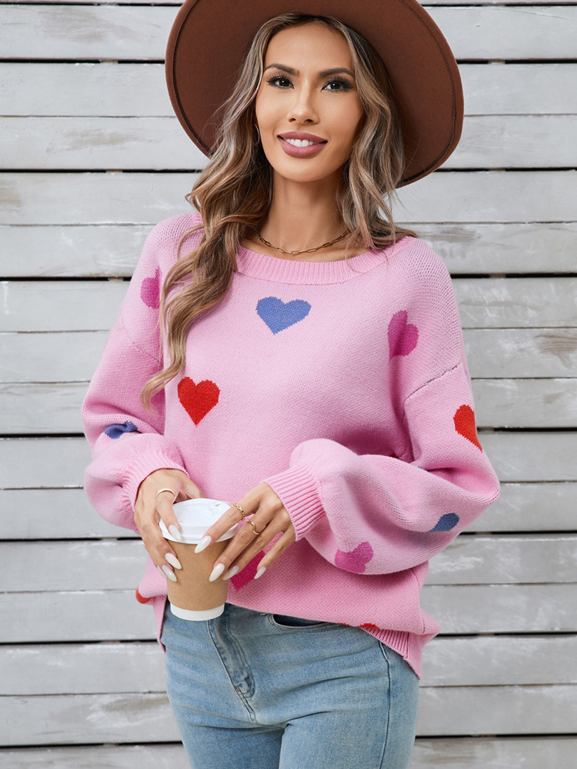 Angel Wings Heart Round Neck Long Sleeve Sweater - Charming Charlie