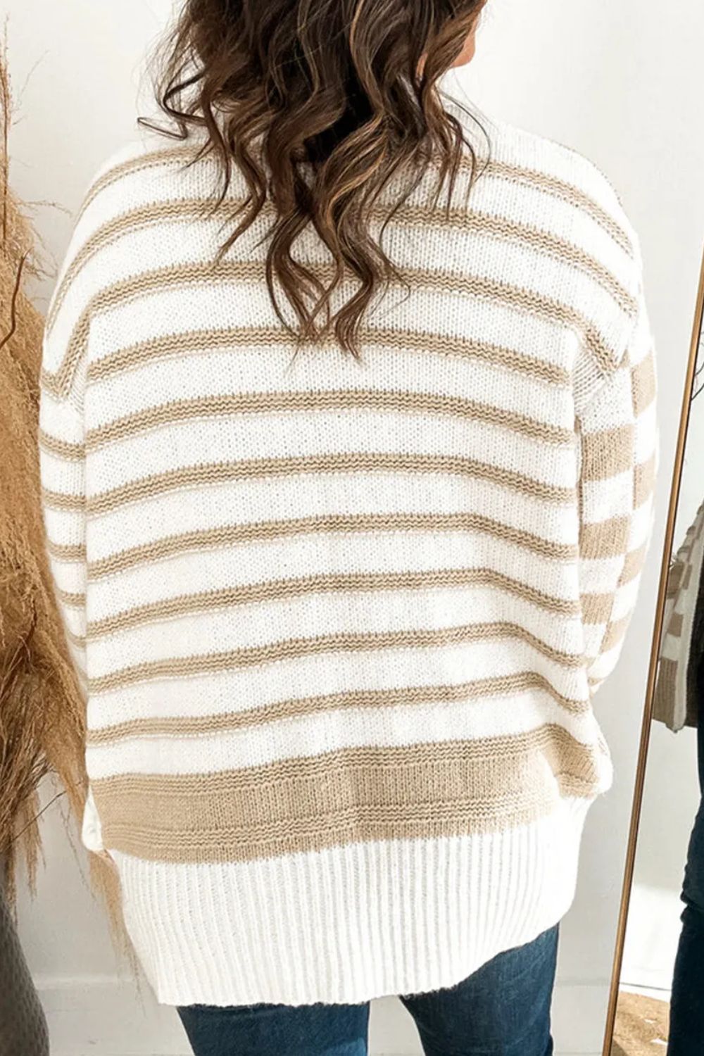 Striped Open Front Long Sleeve Cardigan - Charming Charlie