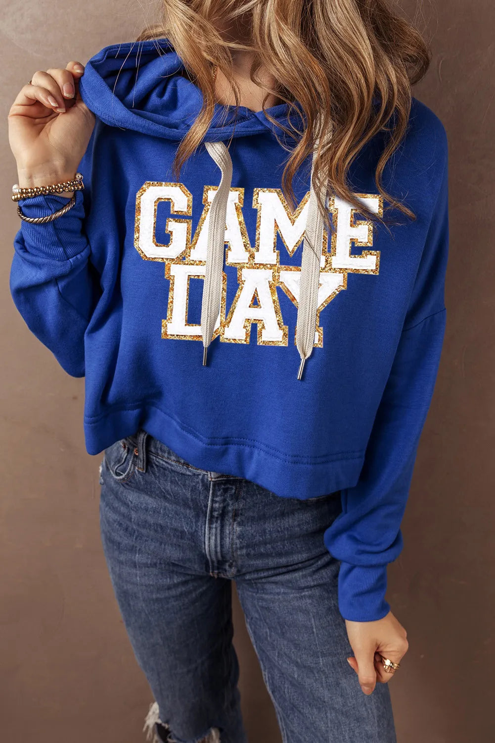 GAME DAY Drawstring Long Sleeve Hoodie - Charming Charlie