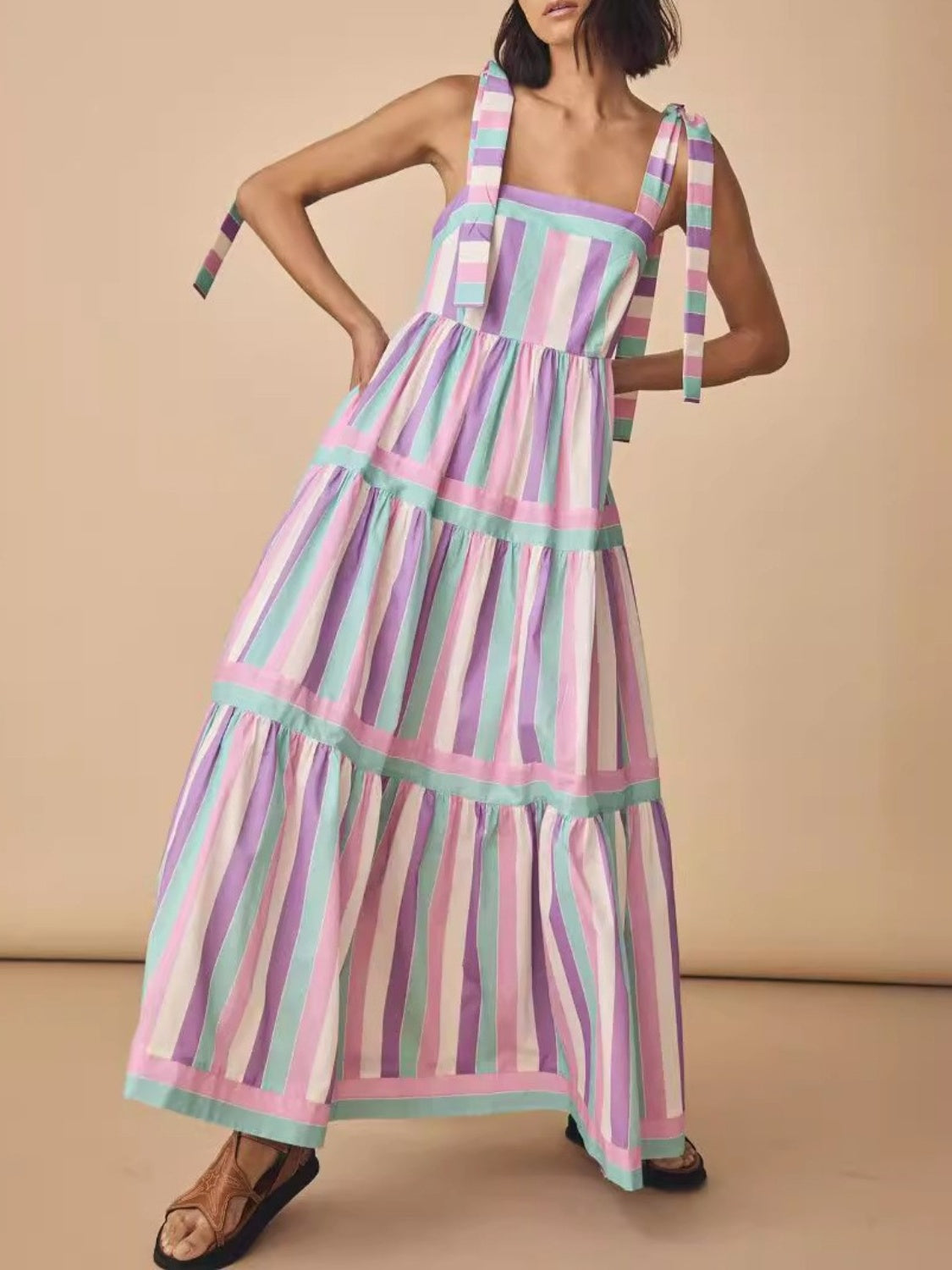 Tied Contrast Wide Strap Cami Dress - Charming Charlie