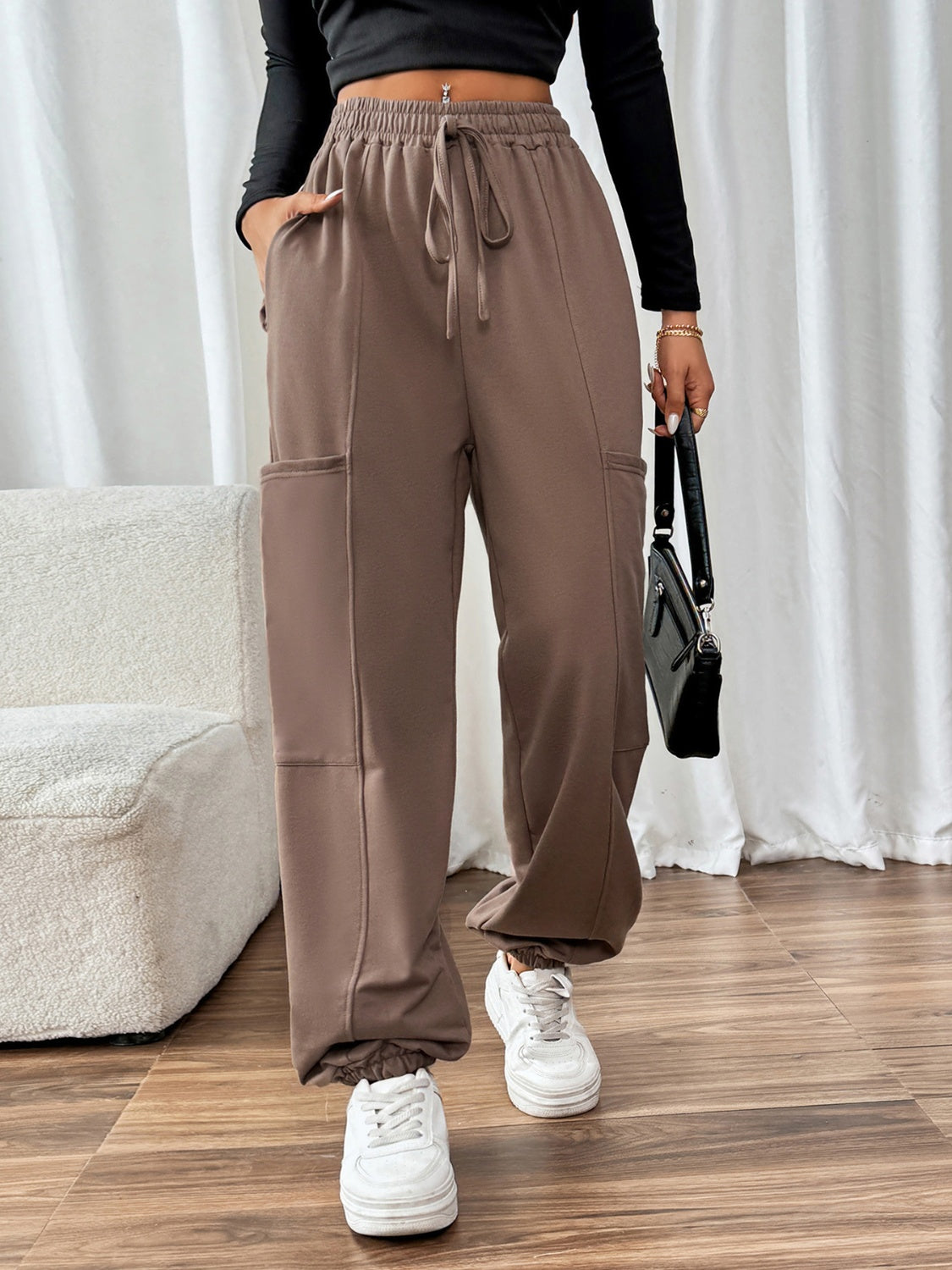 Tied Joggers with Pockets - Charming Charlie