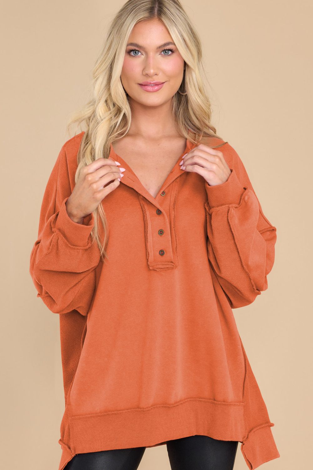 Exposed Seam Long Sleeve Sweatshirt - Charming Charlie