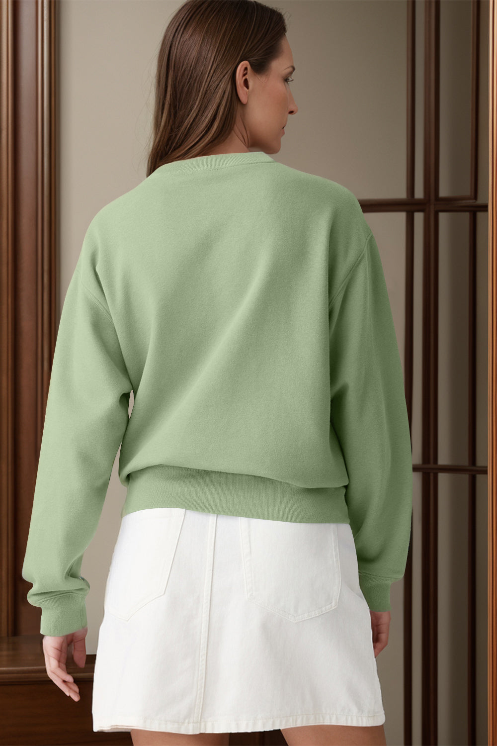 Round Neck Long Sleeve Sweatshirt - Charming Charlie
