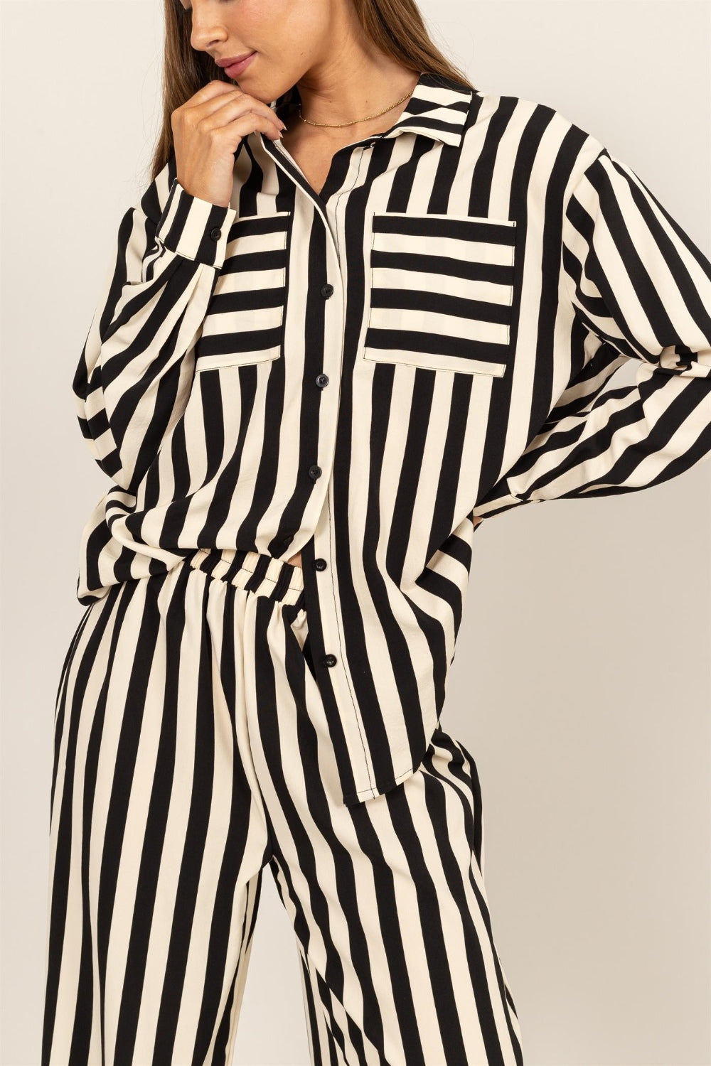 HYFVE Striped Button Up Shirt and Pants Set - Charming Charlie