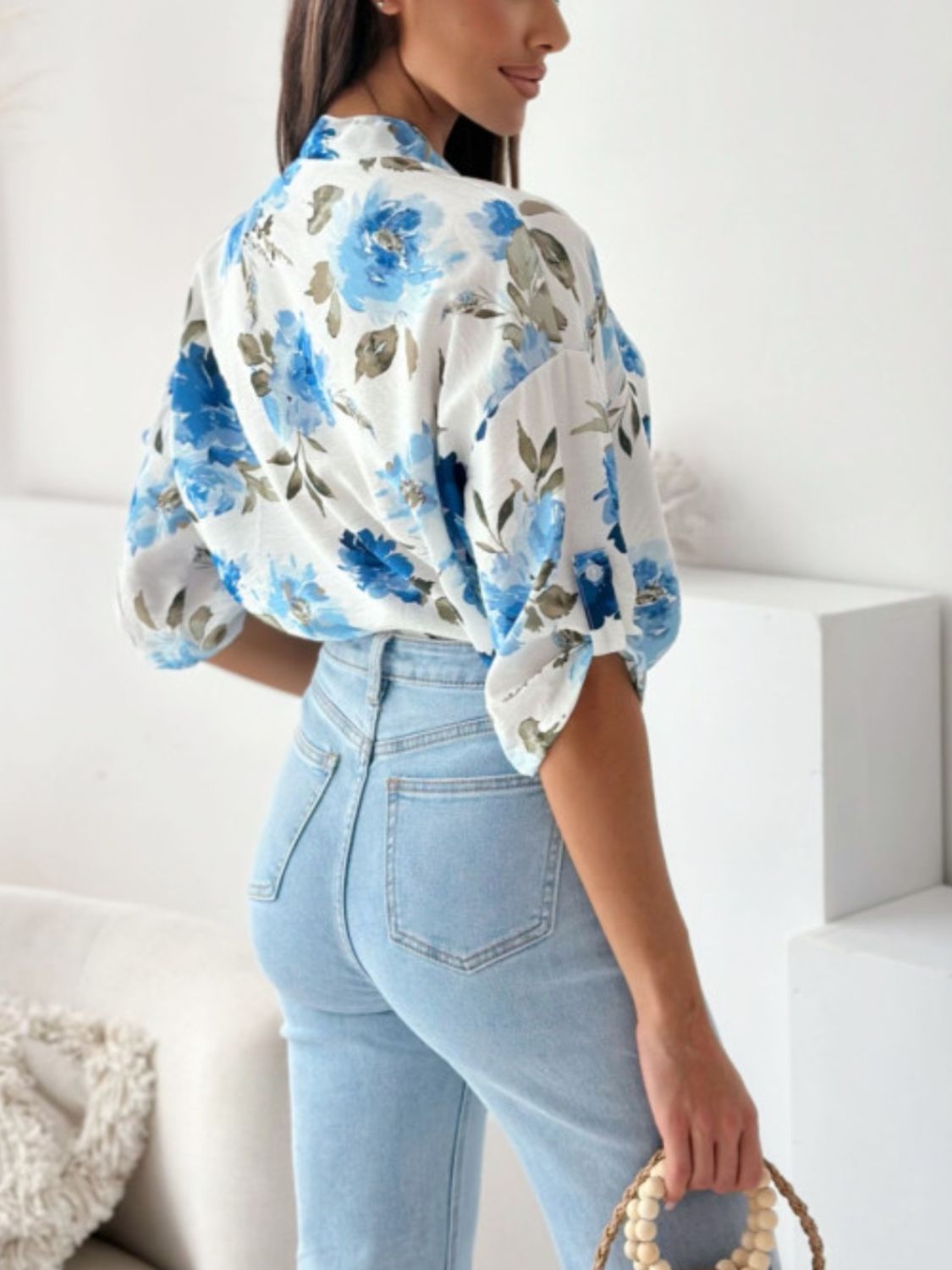 Printed Button Up Half Sleeve Shirt - Charming Charlie
