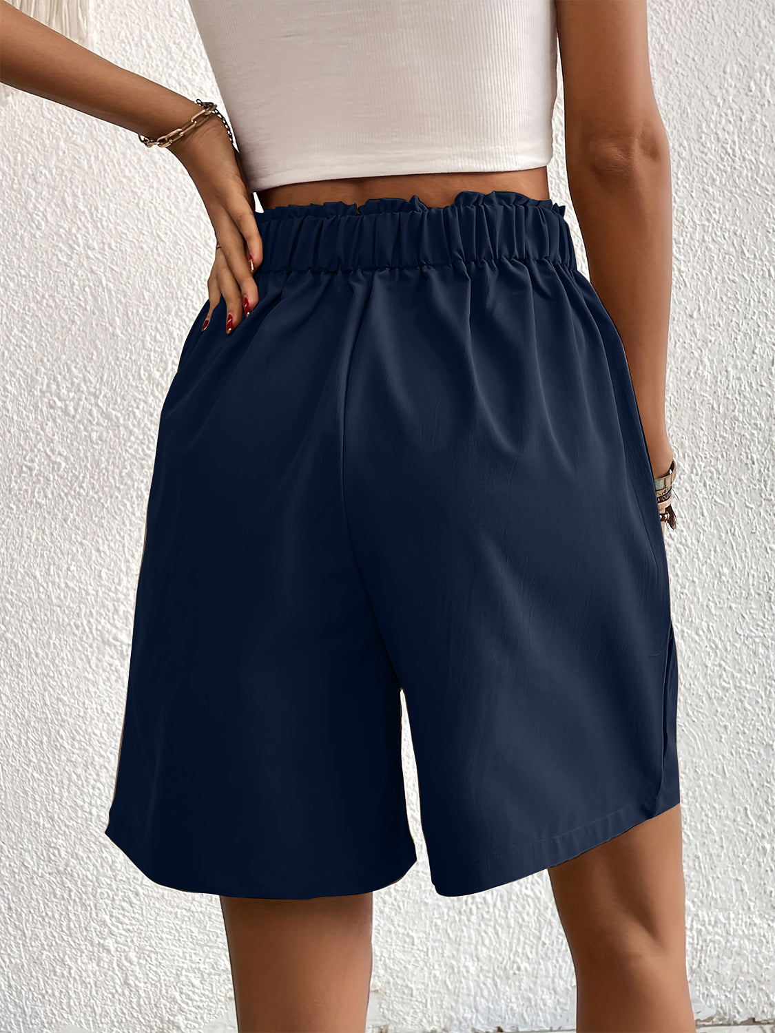 Pocketed Half Elastic Waist Shorts - Charming Charlie