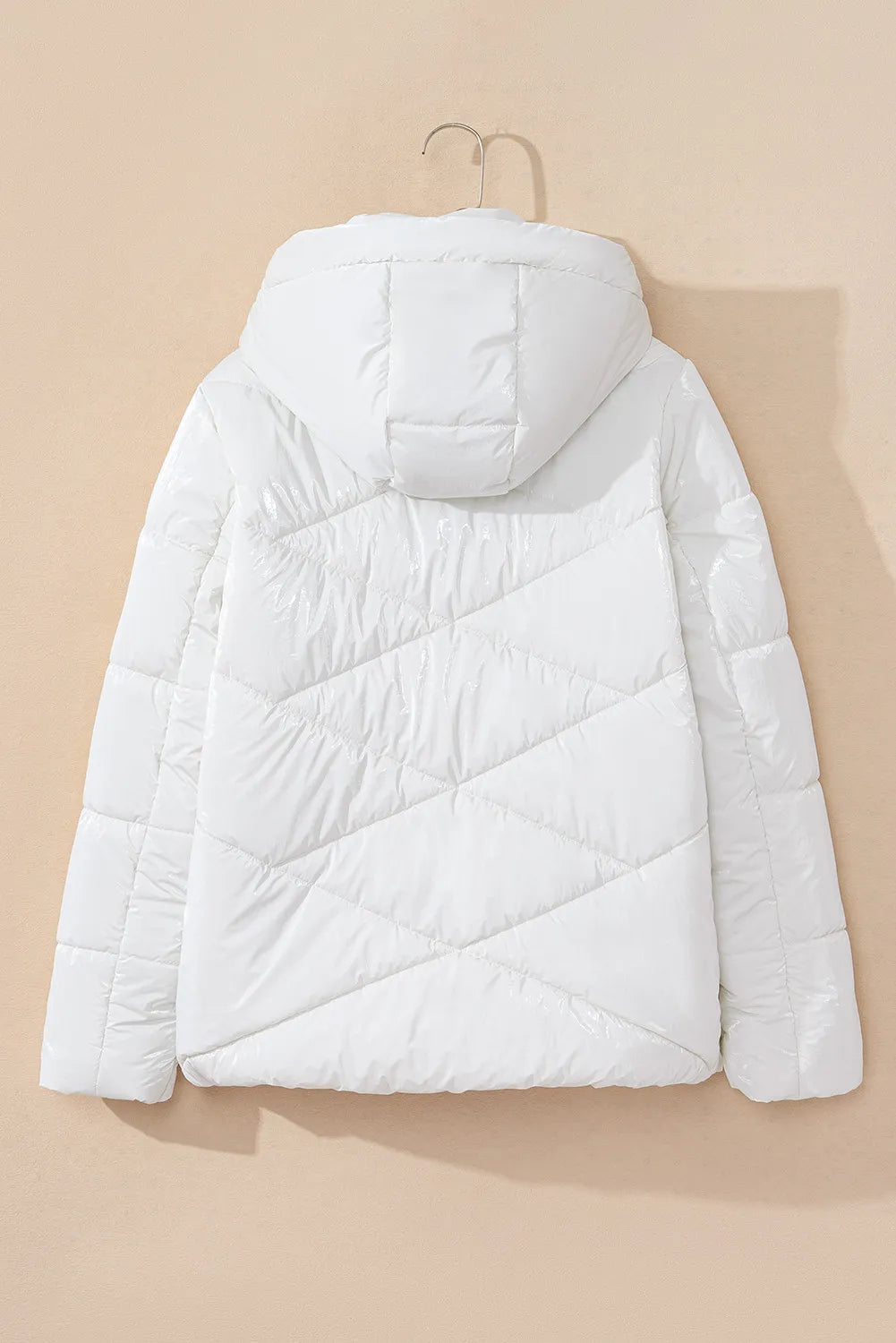 Drawstring Zip Up Long Sleeve Hooded Winter Coat - Charming Charlie