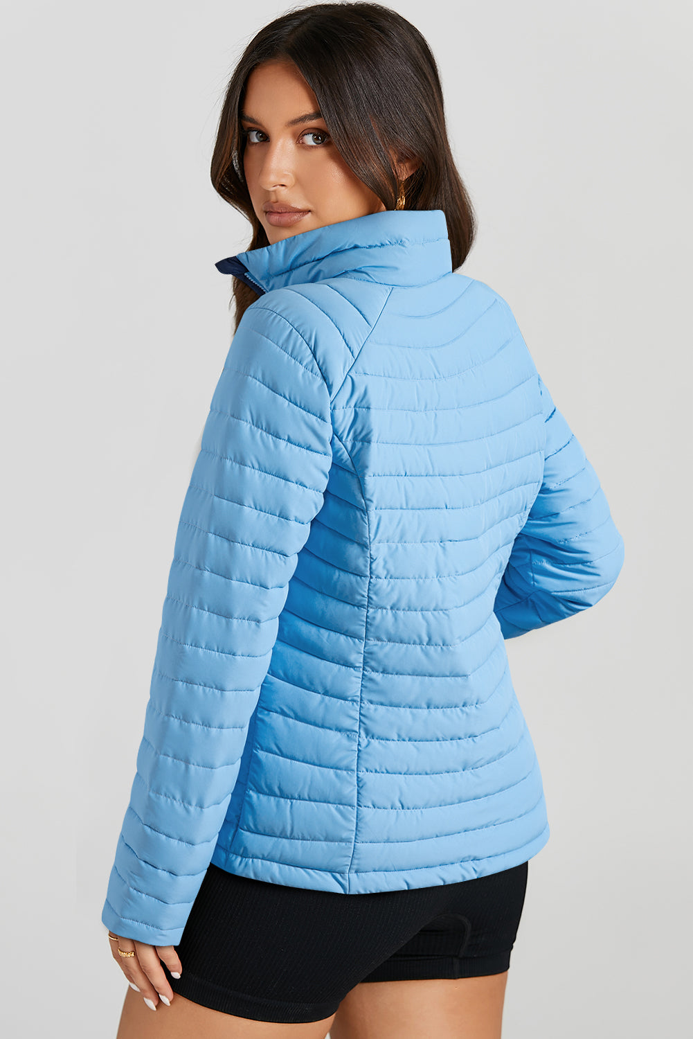 Turtleneck Zip Up Long Sleeve Jacket - Charming Charlie