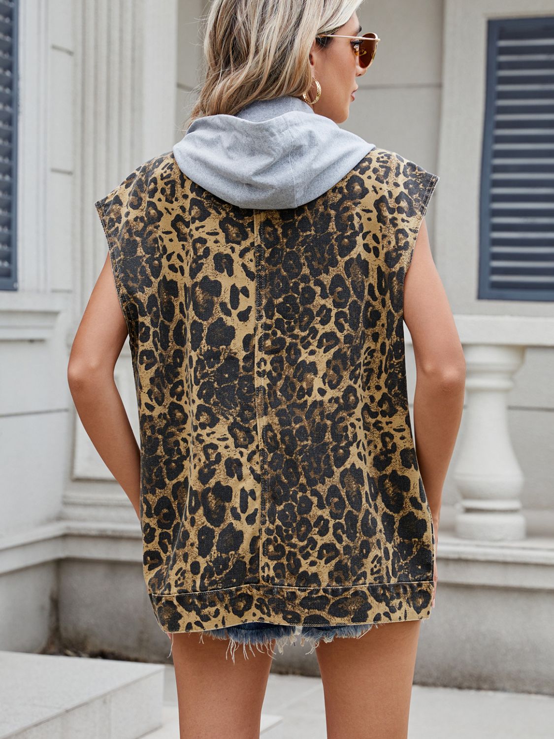 Leopard Buttton Up Denim Vest - Charming Charlie