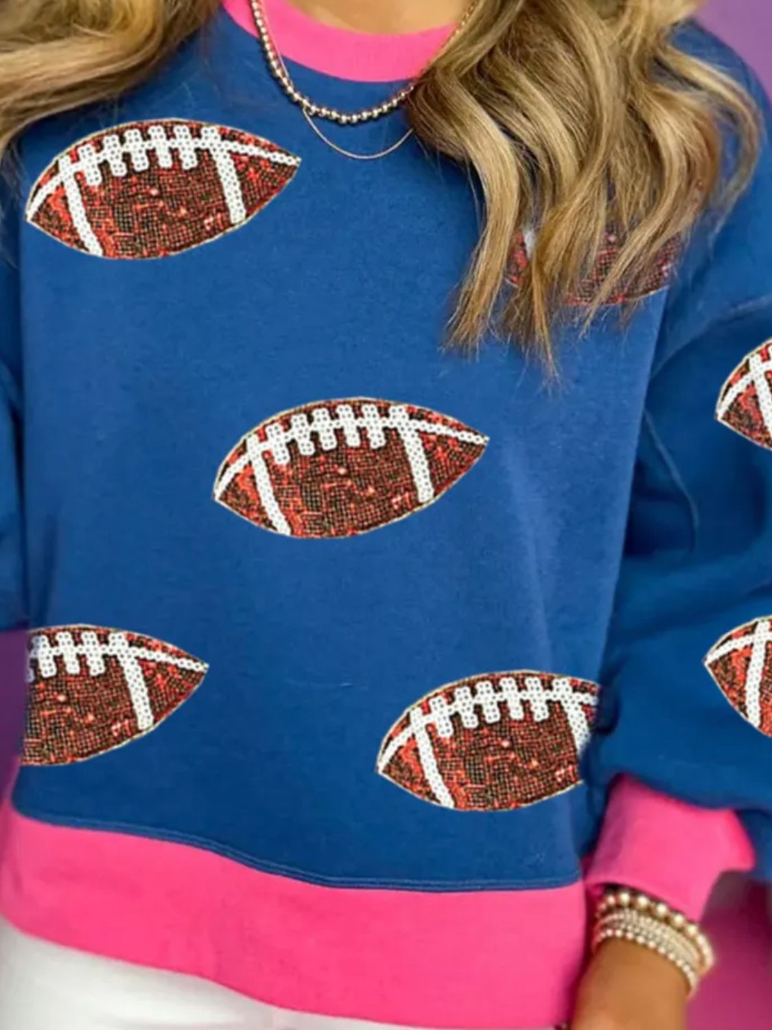 Contrast Football Long Sleeve Sweatshirt - Charming Charlie