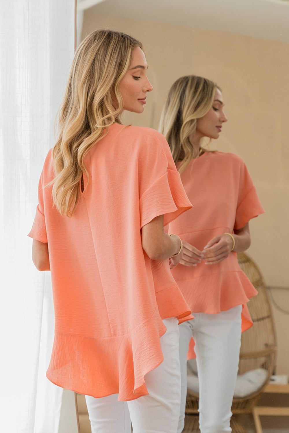 Sew In Love Round Neck Ruffled Top - Charming Charlie