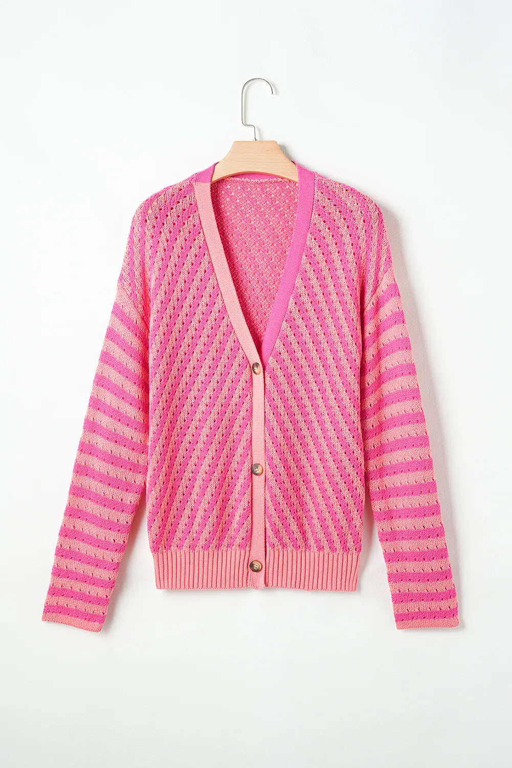 Striped V-Neck Button Up Cardigan - Charming Charlie