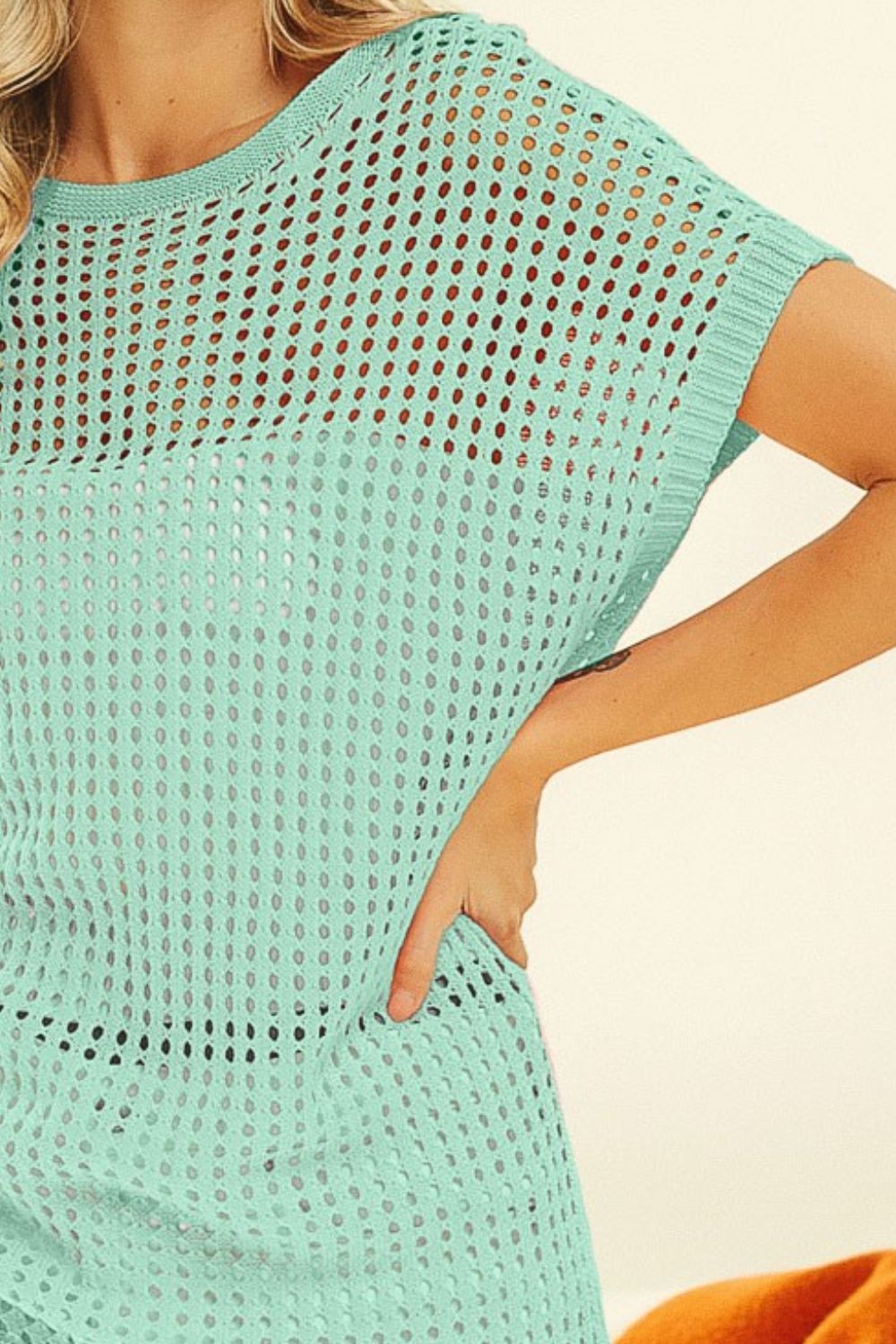 BiBi Openwork Short Sleeve Knit Cover Up - Charming Charlie
