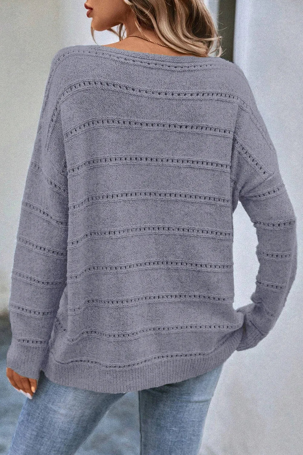 Boat Neck Dropped Shoulder Sweater - Charming Charlie