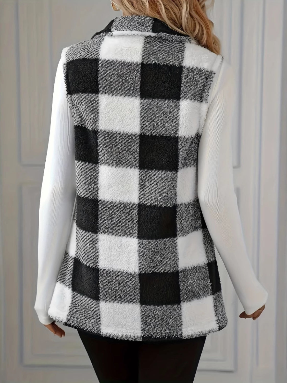 Plaid Button Up Vest Coat - Charming Charlie