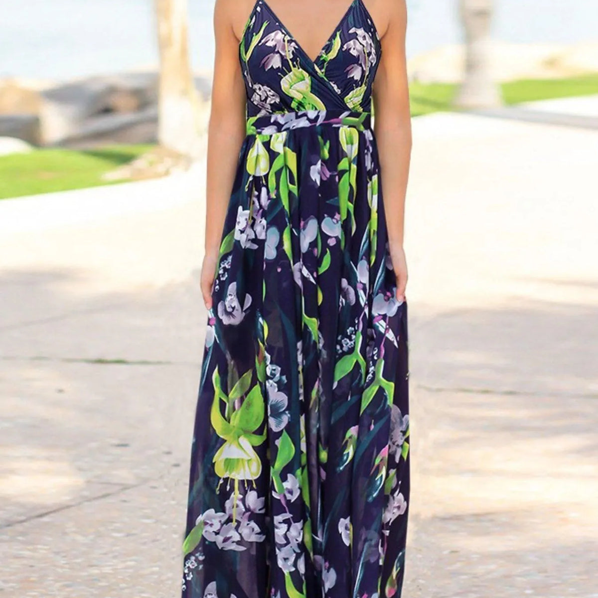 Spaghetti Strap Stylish Printed Maxi Dress main image 1
