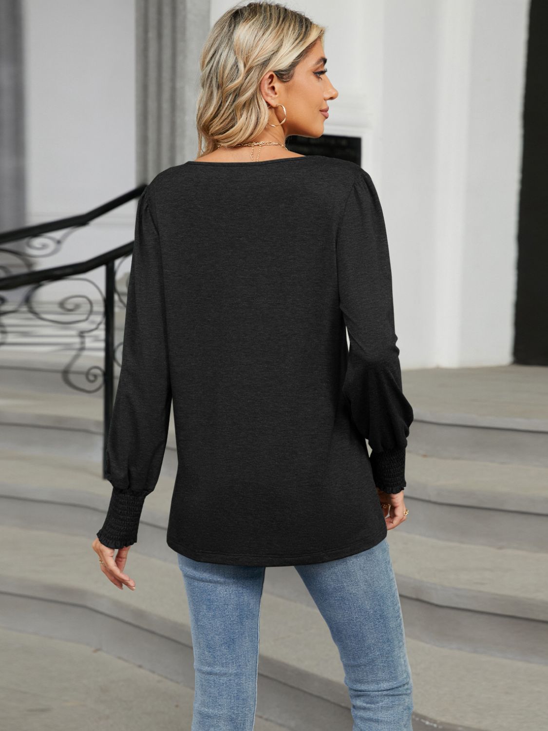 V-Neck Lantern Sleeve T-Shirt - Charming Charlie