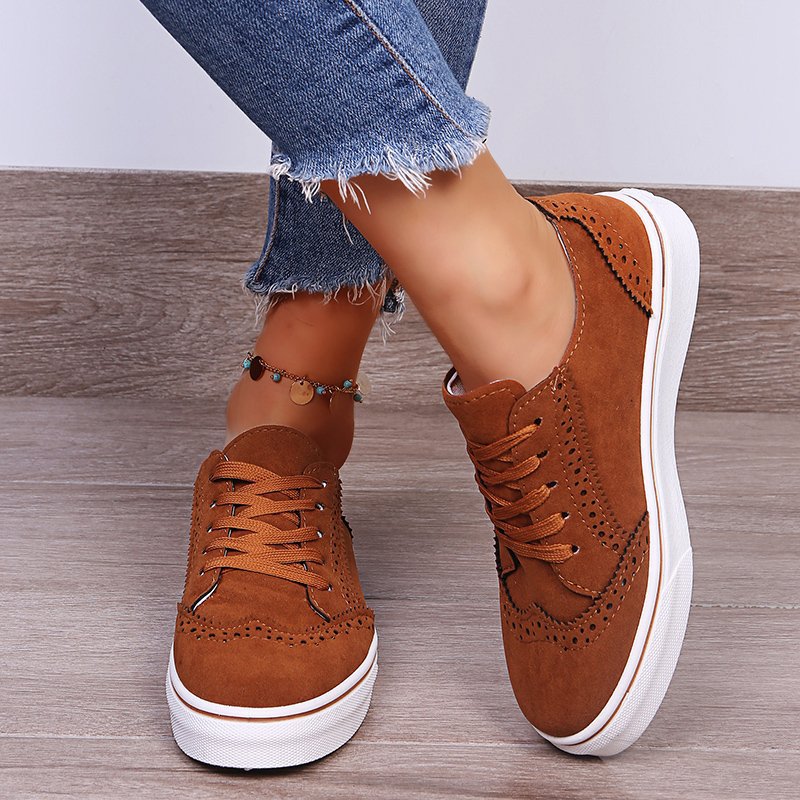 Lace-Up Suedette Flat Sneakers main image 0