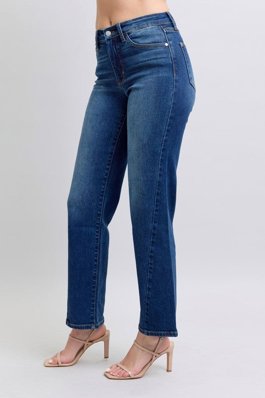 Judy Blue Full Size Side Seam Detail Straight Jeans with Pockets - Charming Charlie