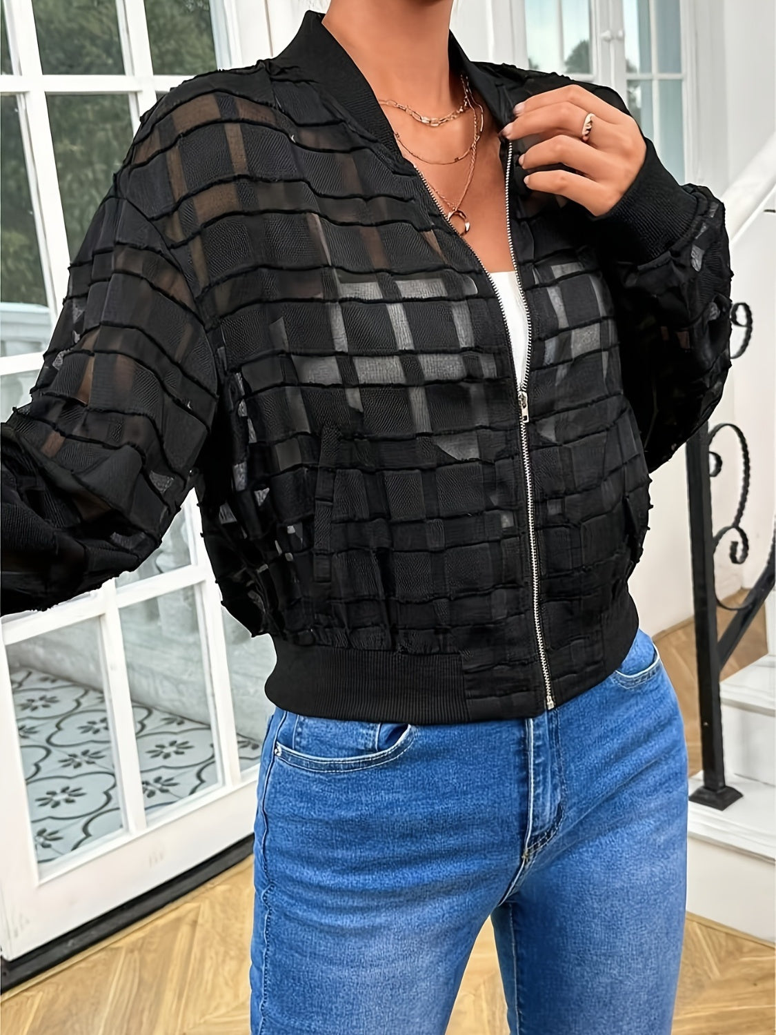 Zip Up Baseball Collar Outerwear - Charming Charlie