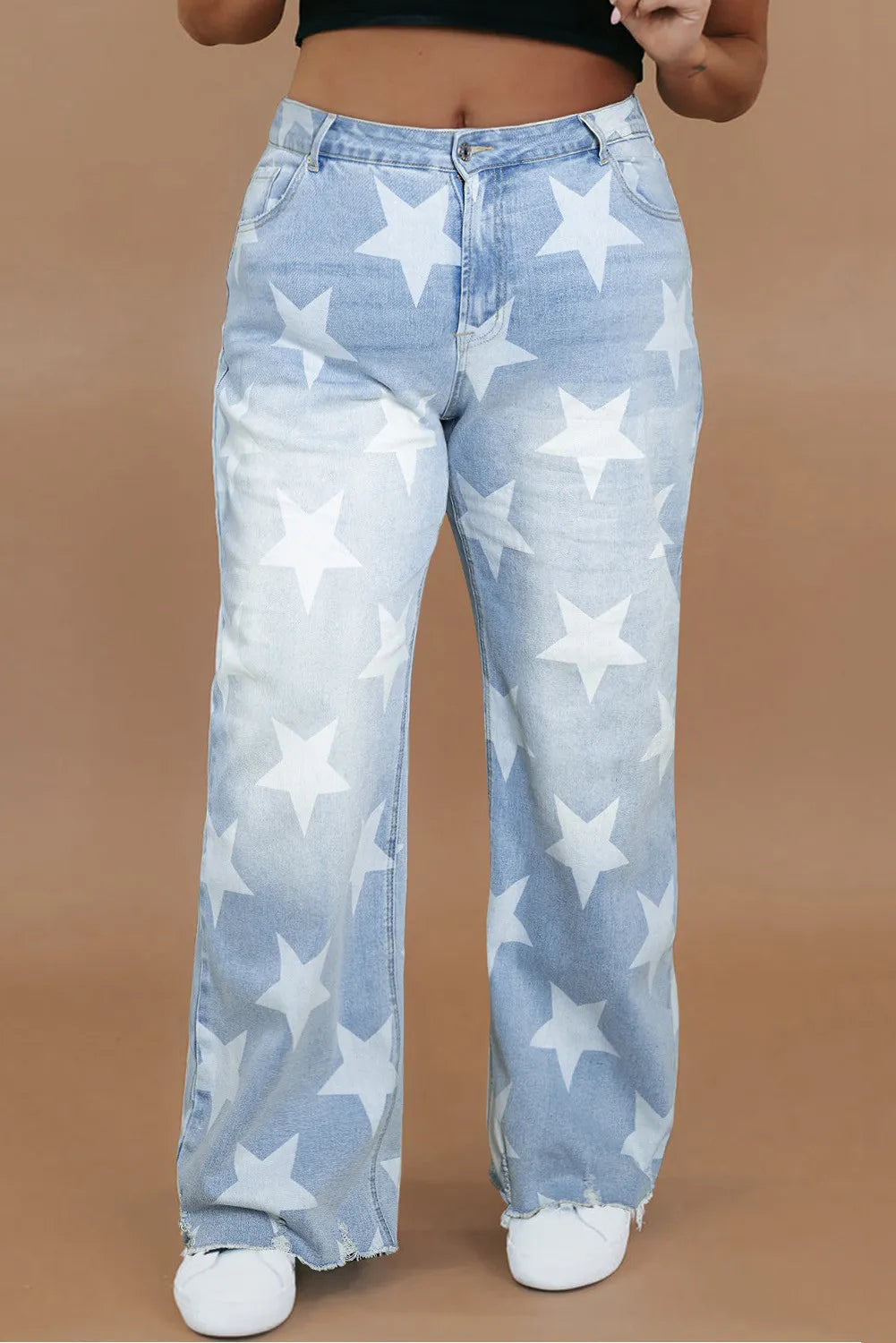 Plus Size Star Straight Leg Jeans with Pockets - Charming Charlie