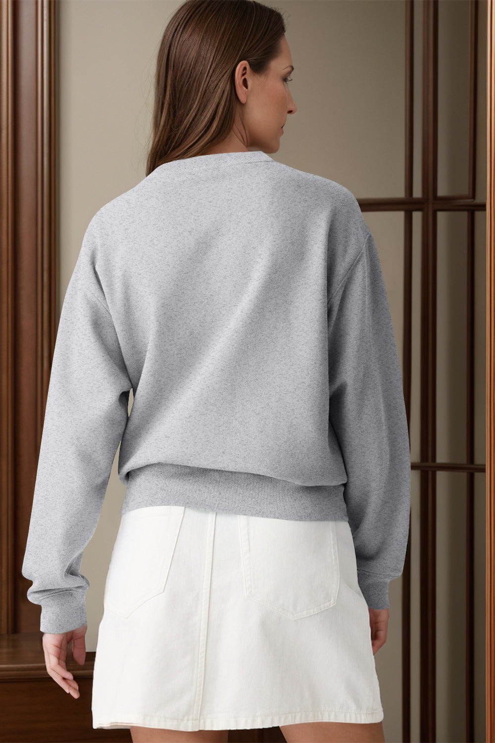 Round Neck Long Sleeve Sweatshirt - Charming Charlie