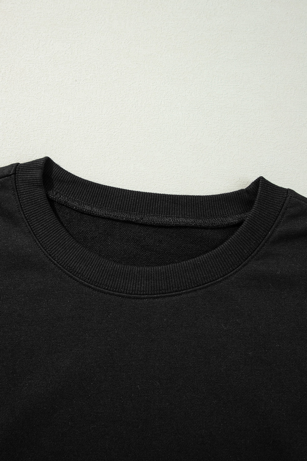 Side Slit Round Neck Long Sleeve Sweatshirt - Charming Charlie