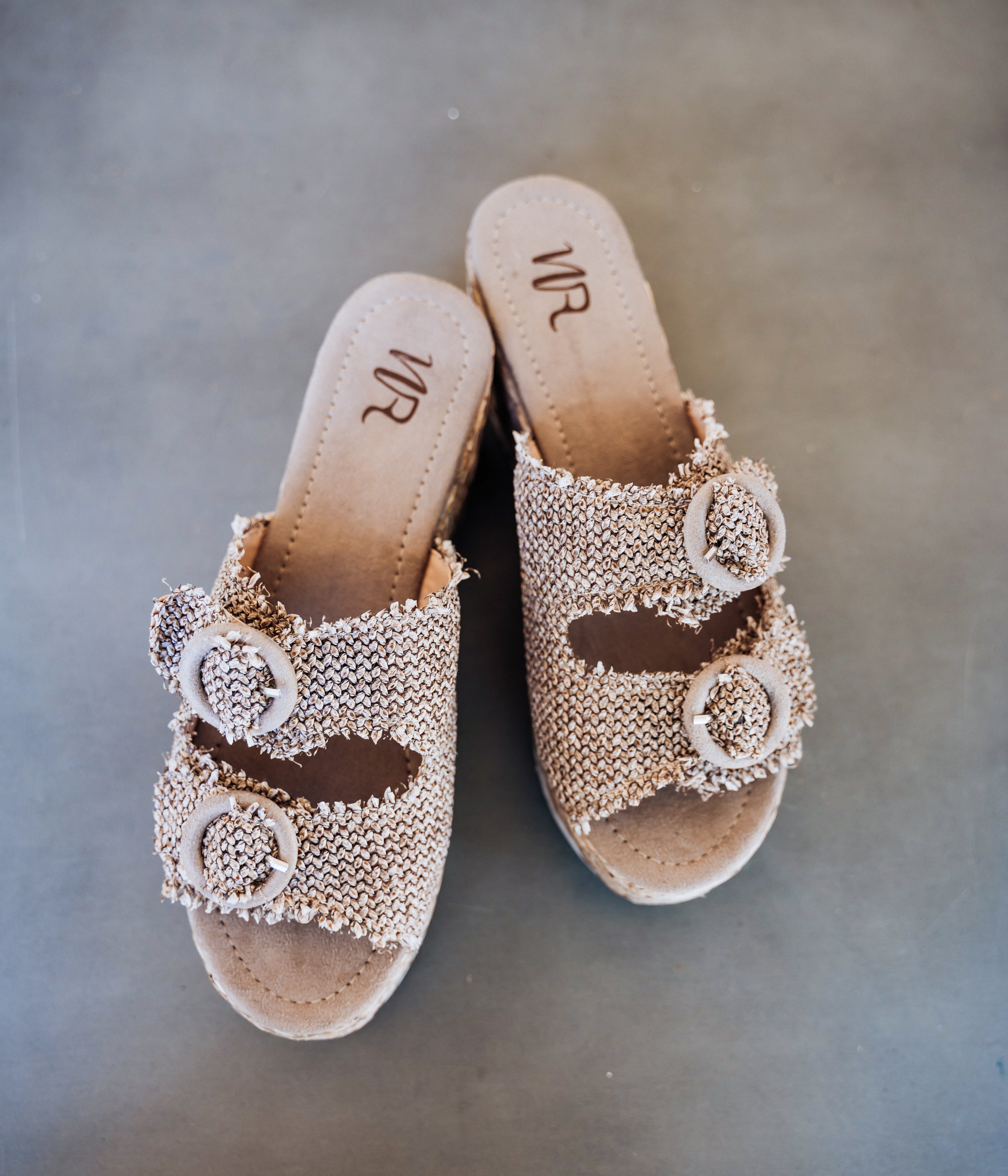 Eriwen Buckle Wedge in Taupe - Charming Charlie