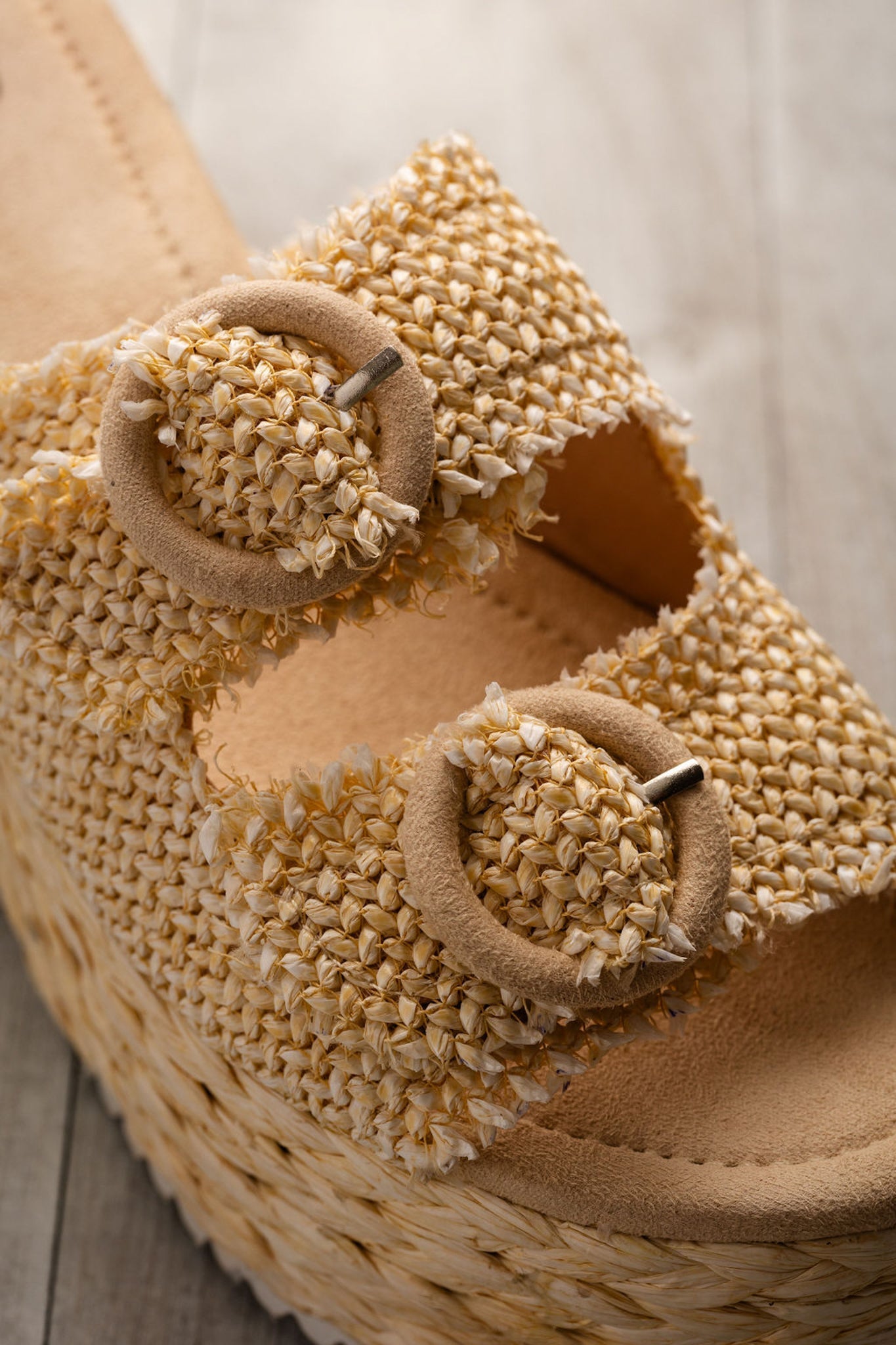 Eriwen Buckle Wedge in Cream - Charming Charlie
